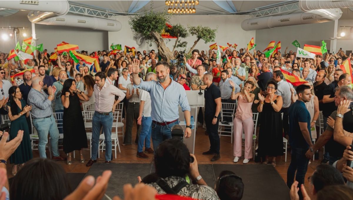 Santiago Abascal durante un acto electoral en Mérida (Foto: Vox)