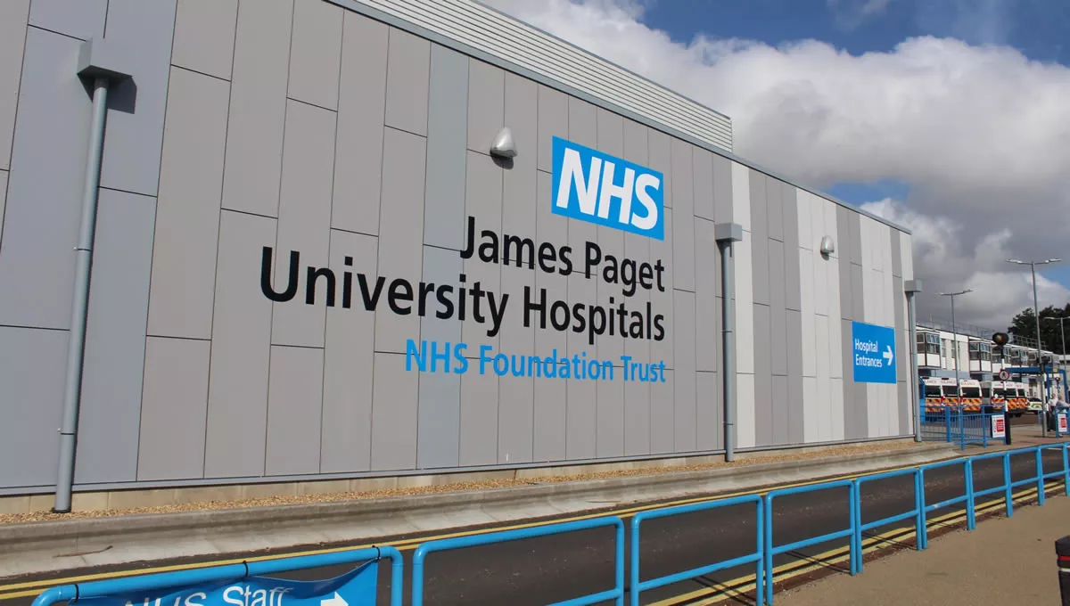 James Paget Hospital, uno de los siete más afectados (FOTO; NHS)