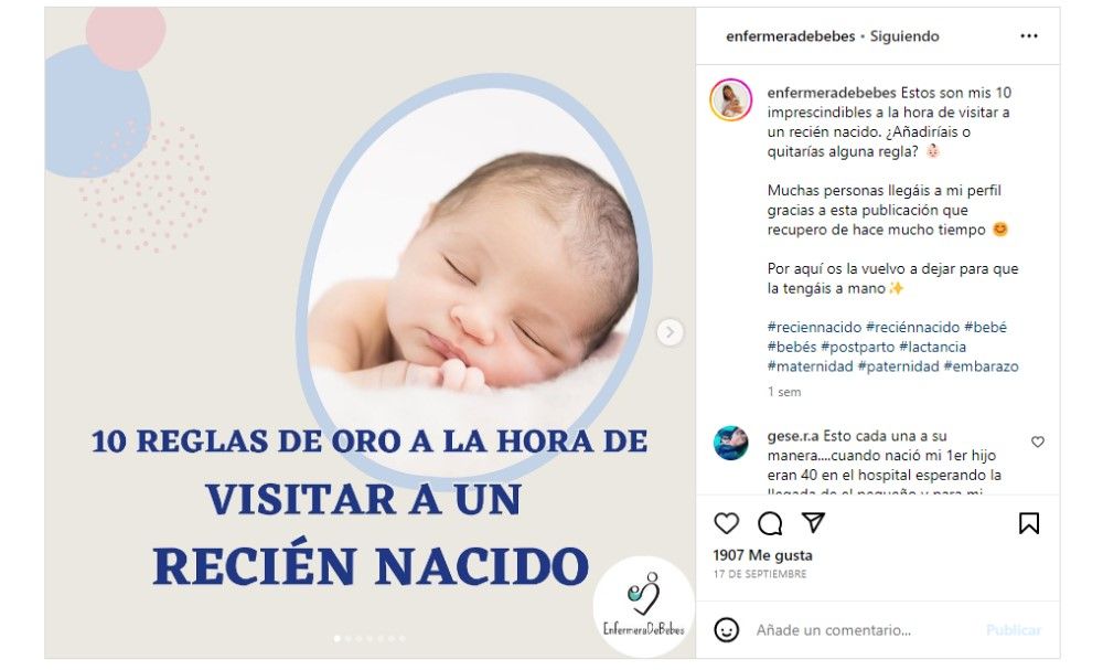 10 reglas de oro a la hora de visitar a un recién nacido (Foto. @enfermeradebebes)