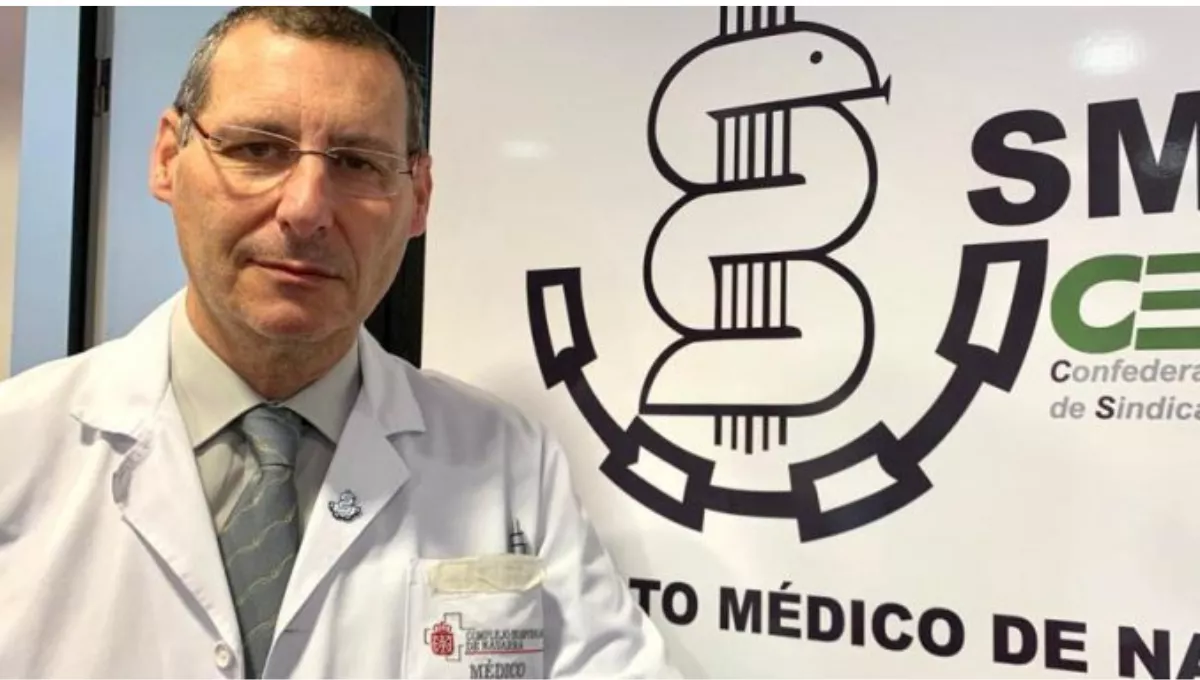 El secretario general del Sindicato Médico de Navarra, Alberto Pérez, atiende a ConSalud.es. (Foto SMN)