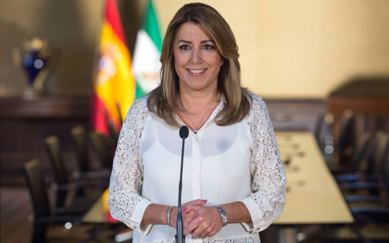 Susana Díaz, presidenta de la Junta de Andalucía, anunciando el acuerdo con Ciudadanos.