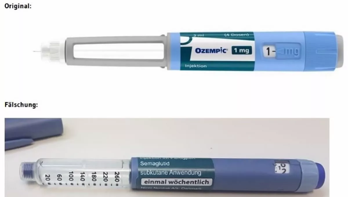 Arriba el original de 'Ozempic' y abajo la falsificación (Foto: Bundesinstitut für Arzneimittel und Medizinprodukt/EuropaPress)