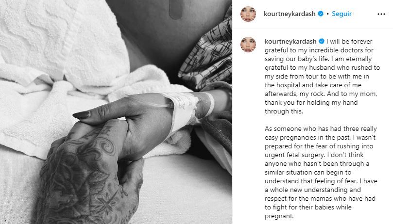 Kourtney Kardashian tras la cirugía de su bebé (Foto: RRSS Kourtney Kardashian)