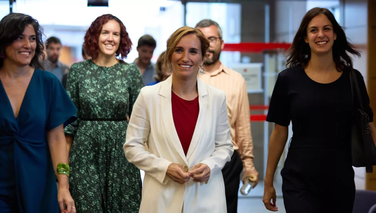 Manuela Bergerot, María Pastor Valdés, Mónica García y la portavoz de Más Madrid en el Ayuntamiento, Rita Maestre. (Foto: EP/ Jesús Hellín)