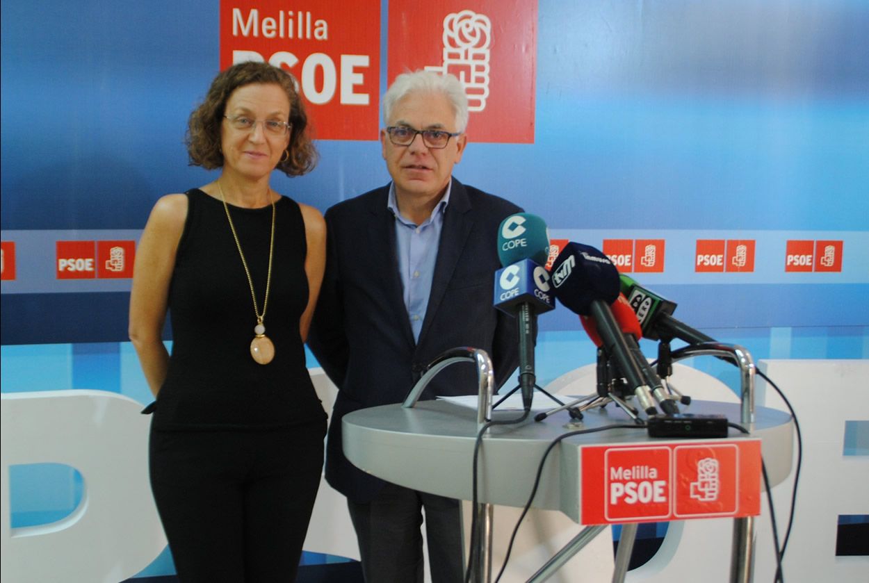 Gloria Rojas, portavoz del PSOE en la Asamblea de Melilla y Jesús María Fernández Sanz, portavoz de Sanidad del partido en el Congreso.