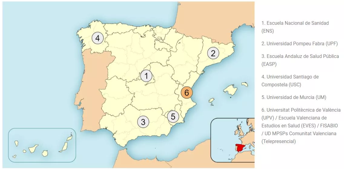 Distribución del Máster en España