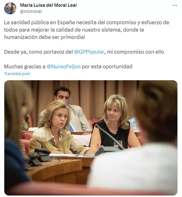 María Luisa del Moral, portavoz del PP en la Comisión de Sanidad del Congreso