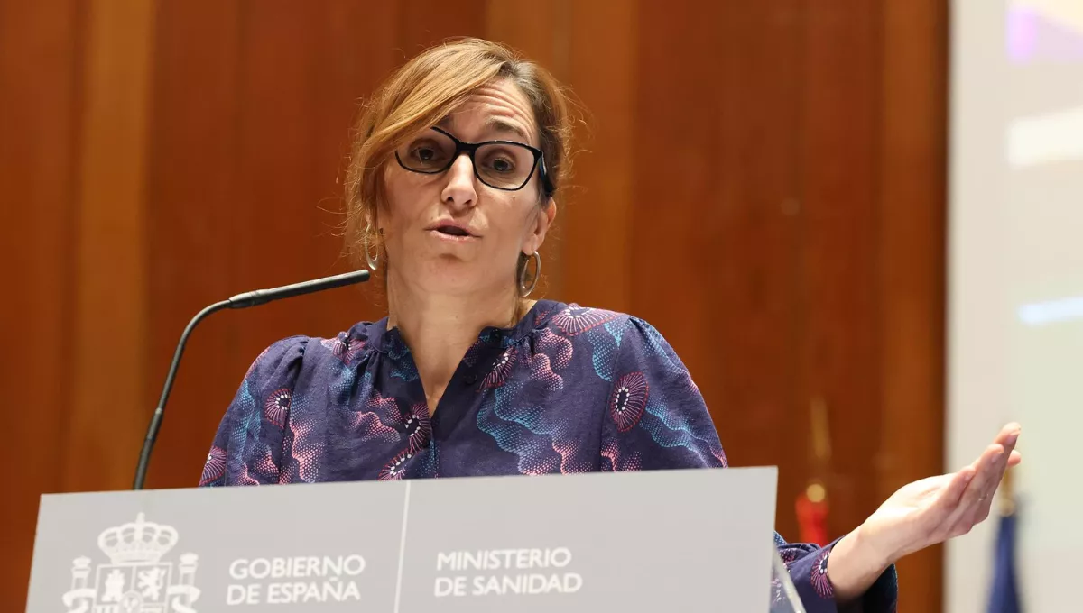 La ministra de Sanidad, Mónica García, en rueda de prensa. (EP)