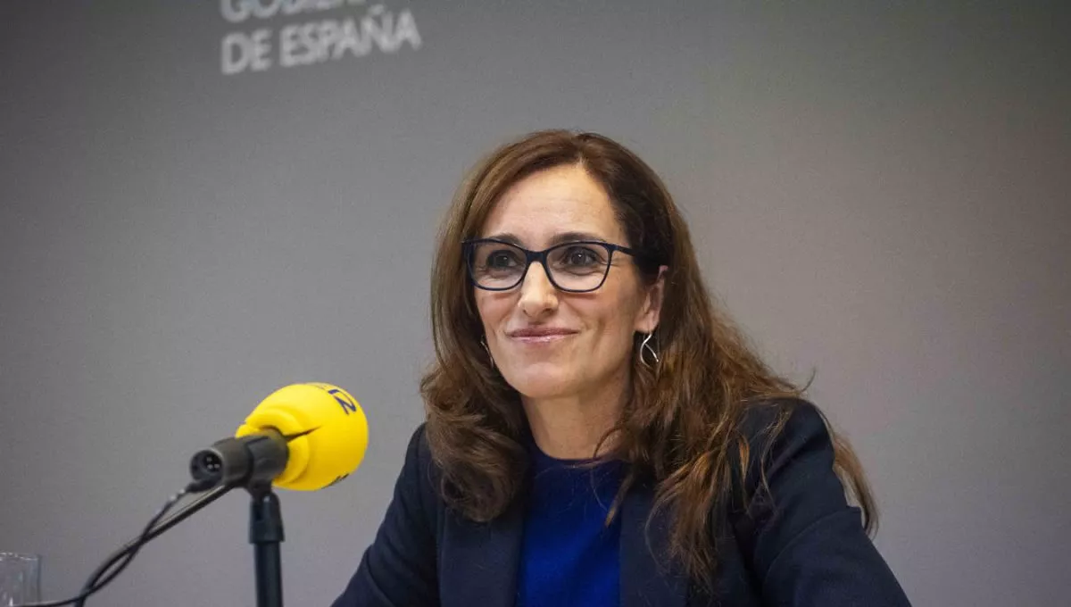 La ministra de Sanidad, Mónica García, durante la rueda de prensa en sede ministerial. (Foto: Sanidad)