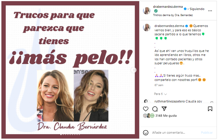 Dra. Claudia Bernárdez en Instagram (Foto. @drabernardez.derma)
