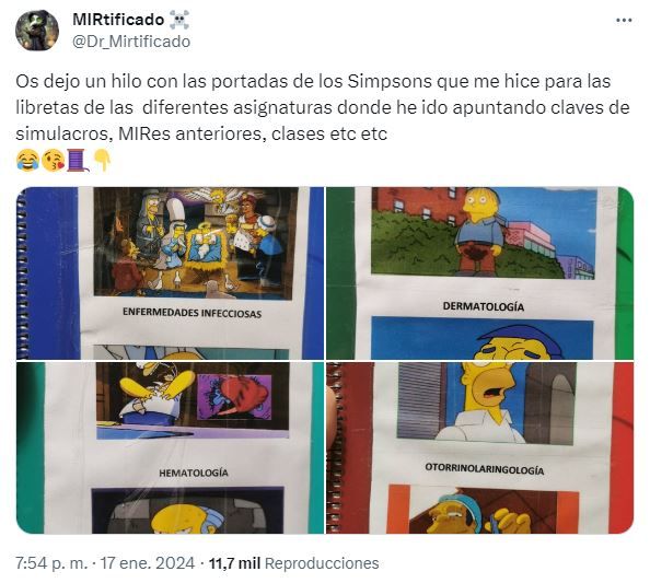 Publicación de X con las imágenes de Los Simpson