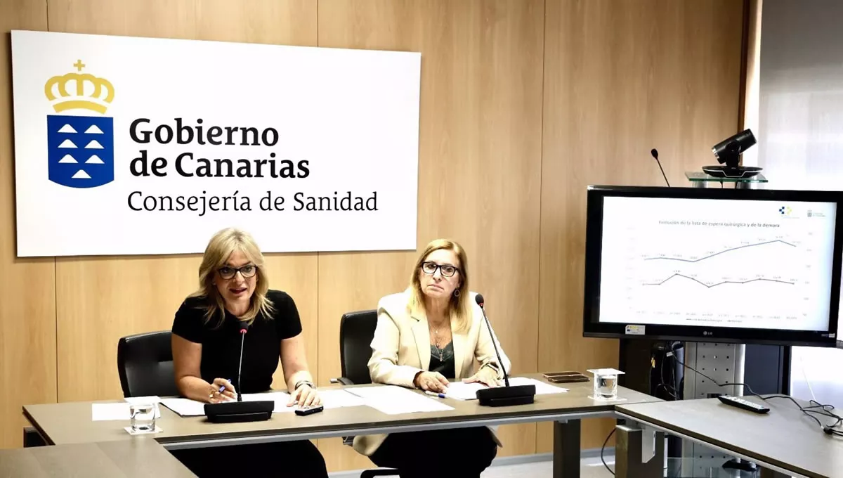 La consejera de Sanidad, Esther Monzón, y la directora general de Programas Asistenciales del SCS, Antonia María Pérez (Foto: Canarias)