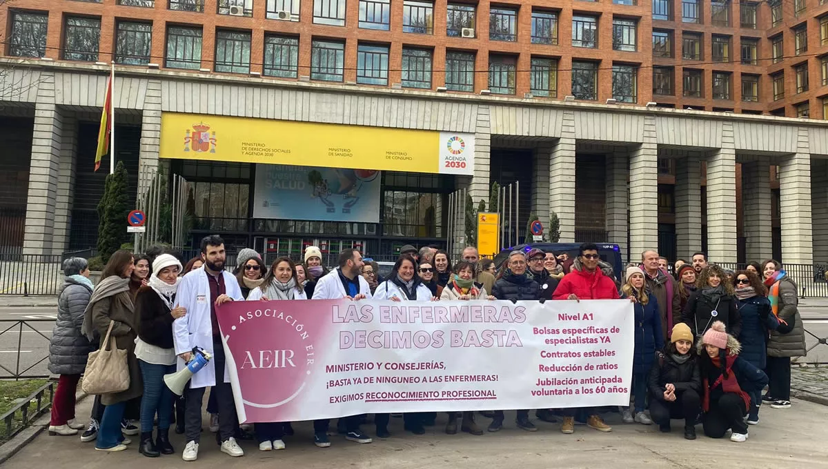 Asociación EIR, en una de sus últimas protestas frente al Ministerio de Sanidad (FOTO: AEIR)