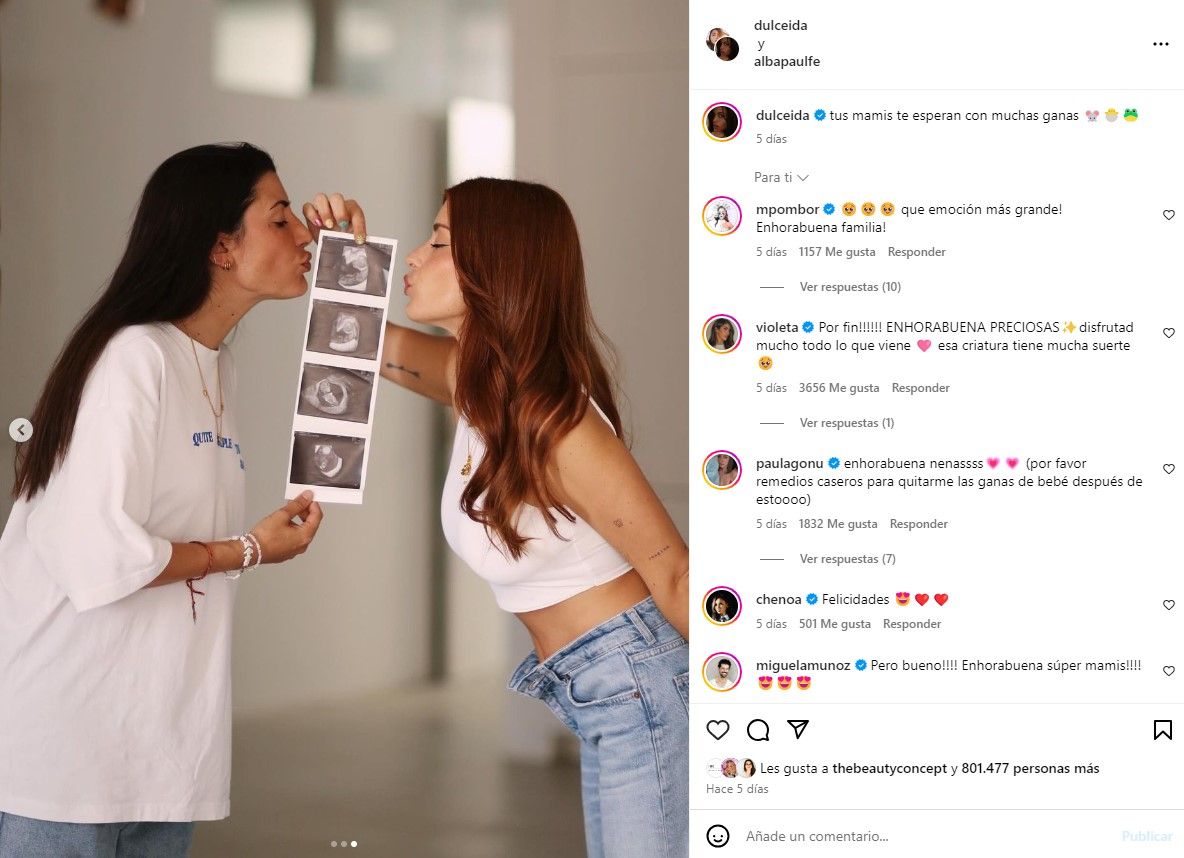 Dulceida y Alba Paul anuncian en Instagram que van a ser madres con el método ROPA (Foto. @dulceida y @albapaulfe)