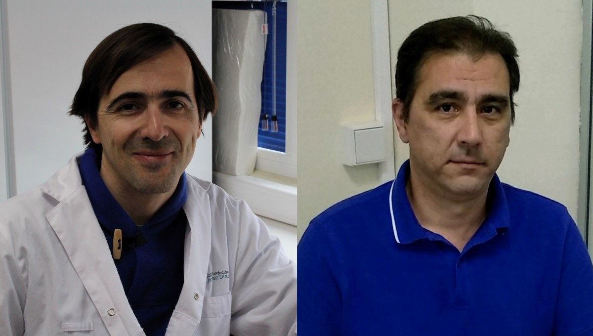 Los doctores José Luis Martín Ventura y Luis Blanco Colio del IIS FJD investigan la galectina-1 es una diana terapéutica frente a la estenosis aórtica (Foto. FJD)