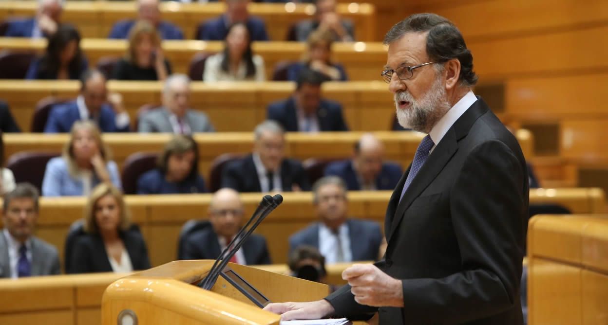 El presidente del Gobierno, Mariano Rajoy, durante su intervención este viernes en el Senado