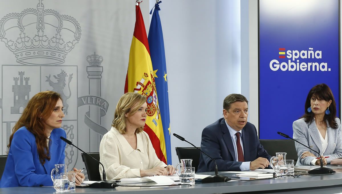 Mónica García, Pilar Alegría, Luis Planas y Ana Redondo en la rueda de prensa del Consejo de Ministros