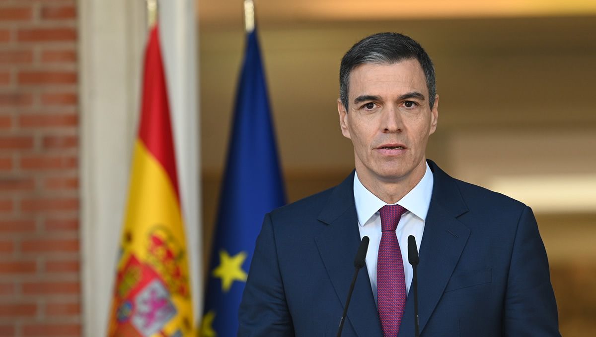 Pedro Sánchez durante la comparecencia en la que anuncia que sigue al frente del Gobierno (Foto: Moncloa)
