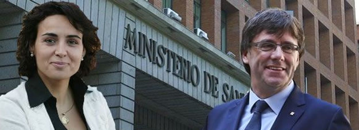 La ministra de Sanidad Dolors Montserrat y el expresidente de Cataluña, Carles Puigdemont.