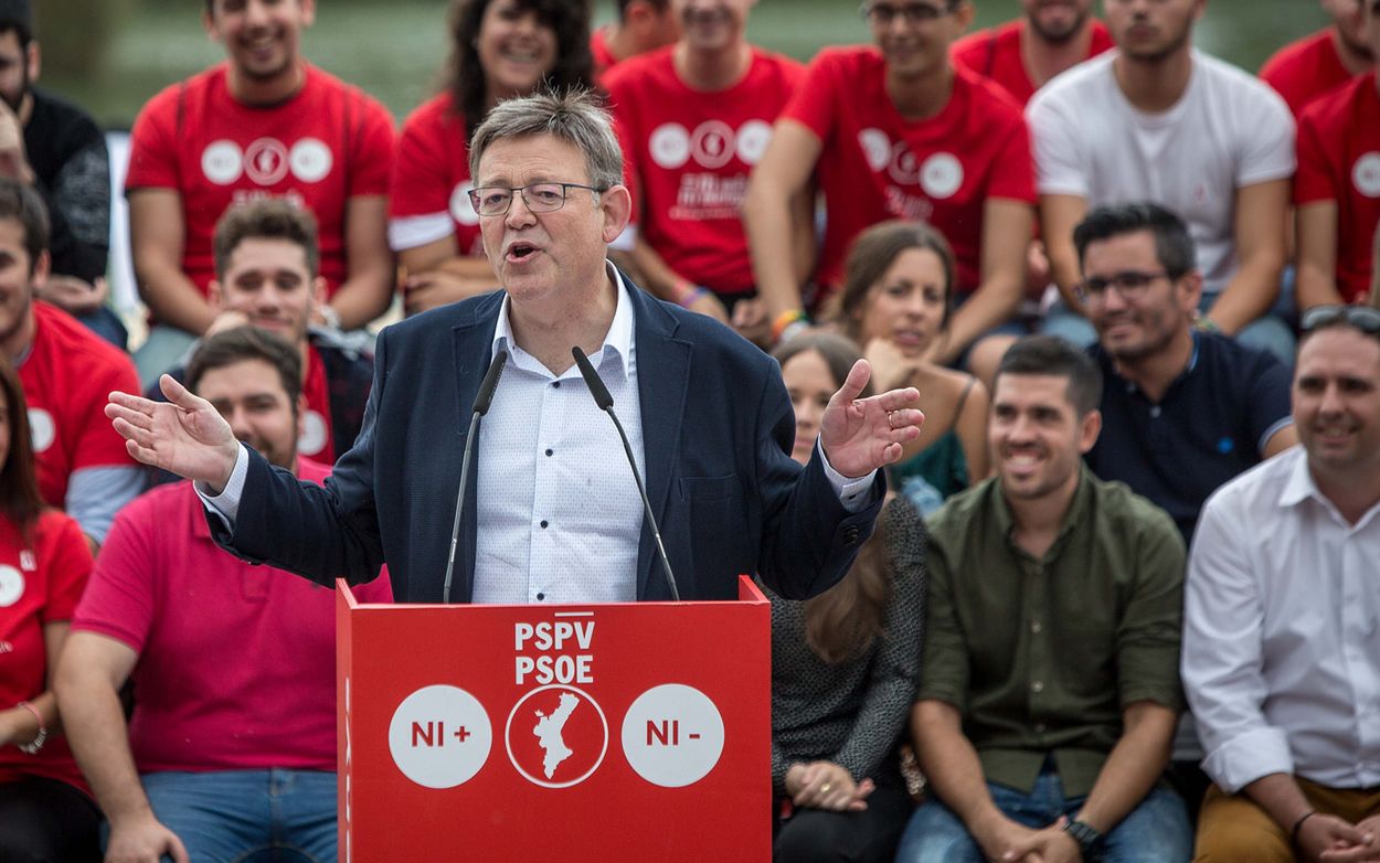 El presidente valenciano, Ximo Puig, participando en un mitin del PSOE.