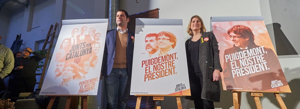 Momento de la presentación de la imagen gráfica de Junts per Catalunya para el 21-D.