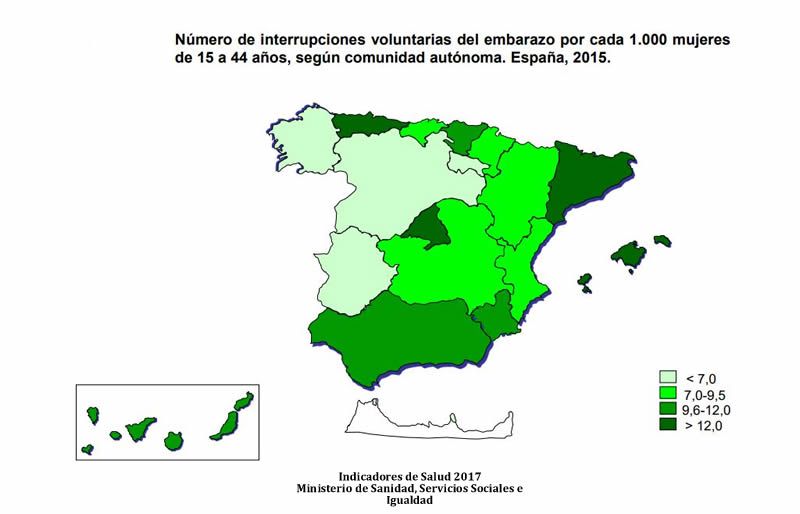 Embarazo interrupciones voluntarias por autonomías 2015