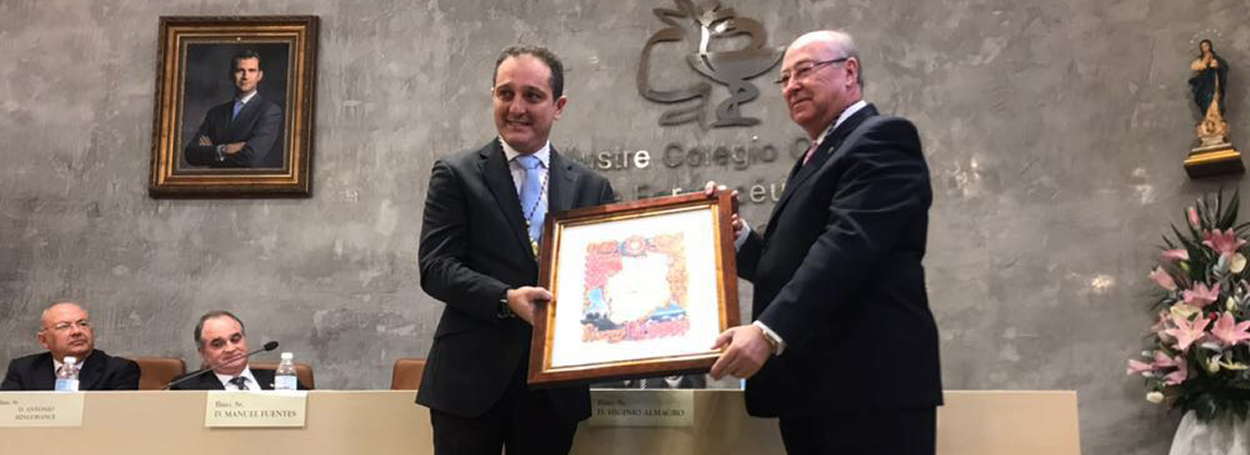 Juan Pedro Rízquez Madridejos, presidente del Colegio de Jaén, ha sido el encargado de recoger el relevante galardón, la Medalla de Oro del COF de Granada.