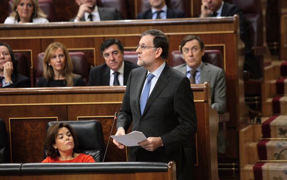 El presidente del Gobierno, Mariano Rajoy, interviniendo en la sesión de control.