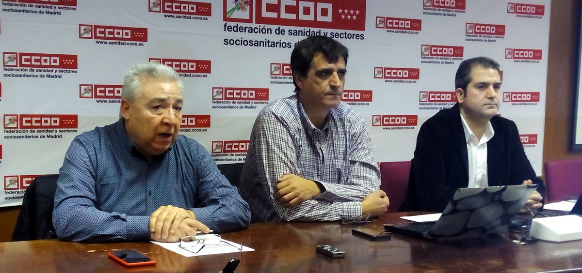 De izq. a der.: Pablo Vicente, Antonio Cabrera y Pablo Caballero, secretario de comunicación, secretario general y responsable de estudios de FSS-CC.OO.