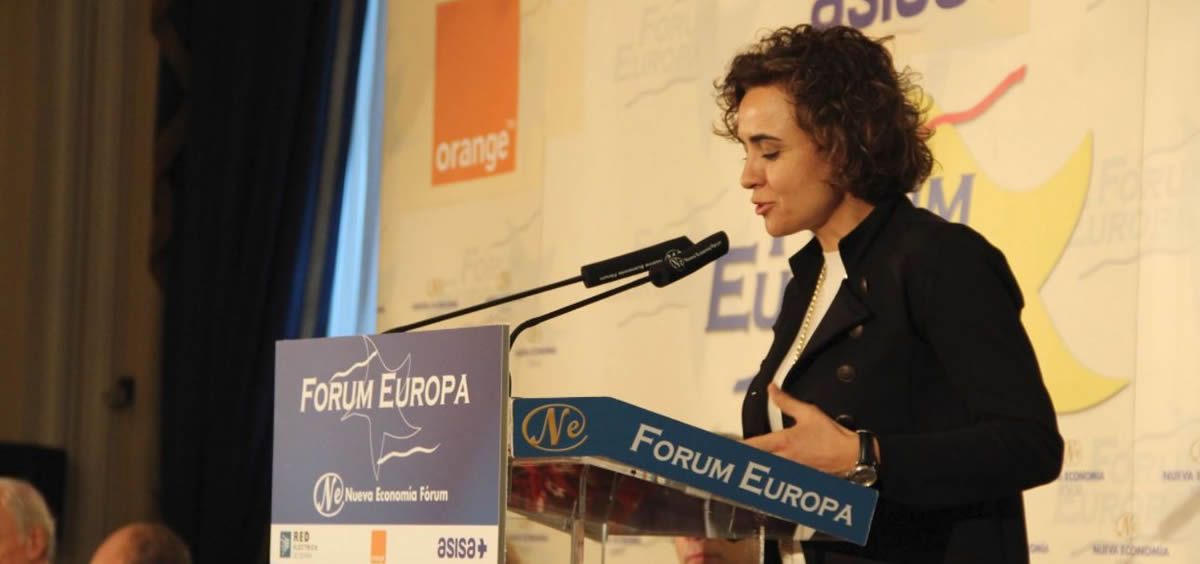 Dolors Montserrat, durante su participación en el Forum Europa