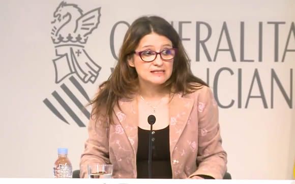 Mónica Oltra, portavoz de la Generalitat Valenciana en rueda de prensa tras el Consejo de Gobierno.