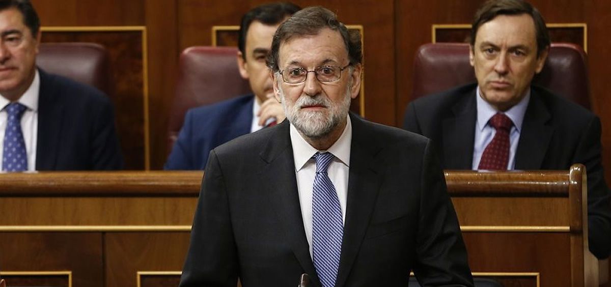El presidente del Gobierno, Mariano Rajoy, en el Congreso de los Diputados durante su intervención en la sesión de control.