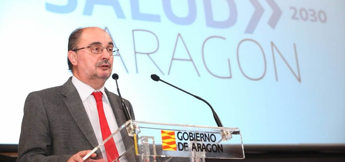 El presidente de Aragón, Javier Lambán, en la presentación del Plan de Salud 2030