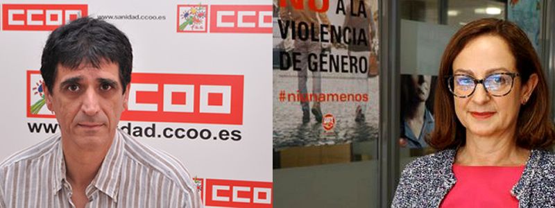 Antonio Cabrera y Gracia Álvarez, responsables sanitarios de CC.OO. y UGT.