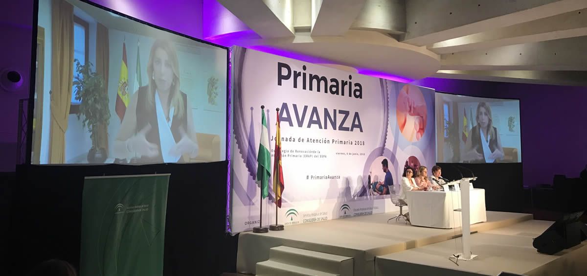 La consejera de Salud de Andalucía, Marina Álvarez, durante la inauguración de la 'Jornada Atención Primaria 2018'
