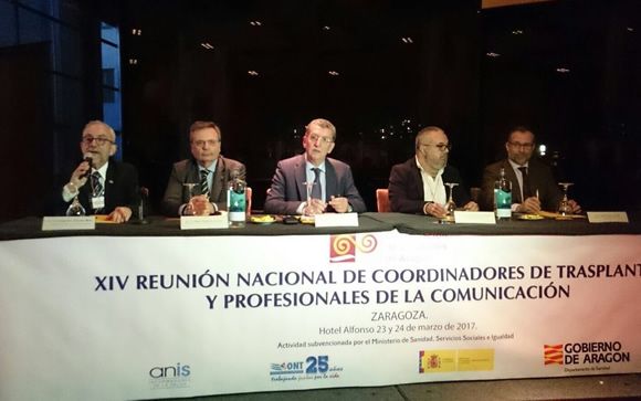 Sesión inaugural de la XIV Reunión Nacional de Coordinadores de Trasplante y Profesionales de la Comunicación, este jueves en Zaragoza
