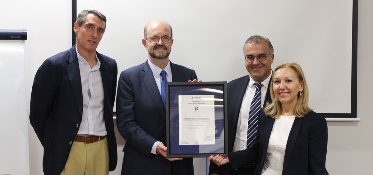 El Instituto de Investigación Sanitaria de la Fundación Jiménez Díaz (IIS-FJD) recibe el certificado AENOR de Sistemas de Gestión de la I+D+i