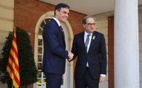Imagen del encuentro celebrado este lunes entre Pedro Sánchez, presidente del Gobierno, y Quim Torra, presidente de la Generalitat, en la Moncloa.