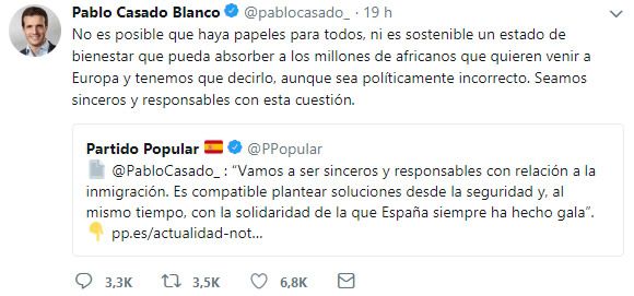 Tweet de Pablo Casado