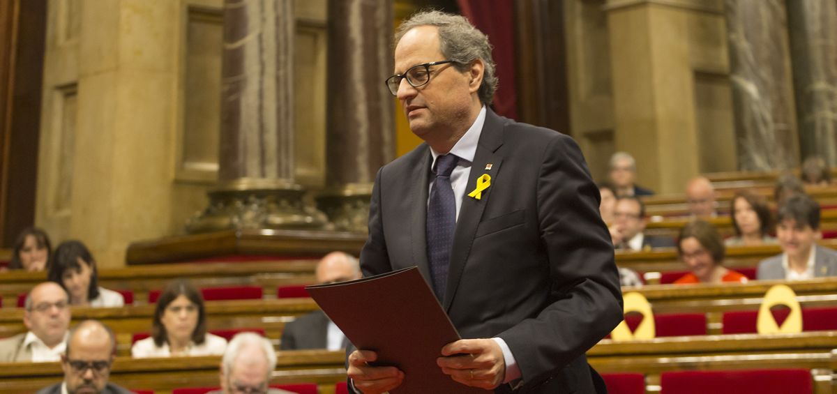 El presidente de la Generalitat de Cataluña, Quim Torra, durante una sesión en el pleno del Parlament.