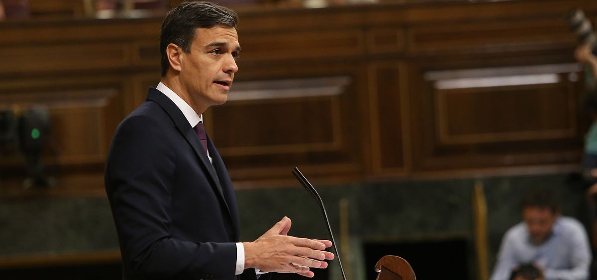 Pedro Sánchez, presidente del Gobierno, interviniendo en el Congreso de los Diputados.