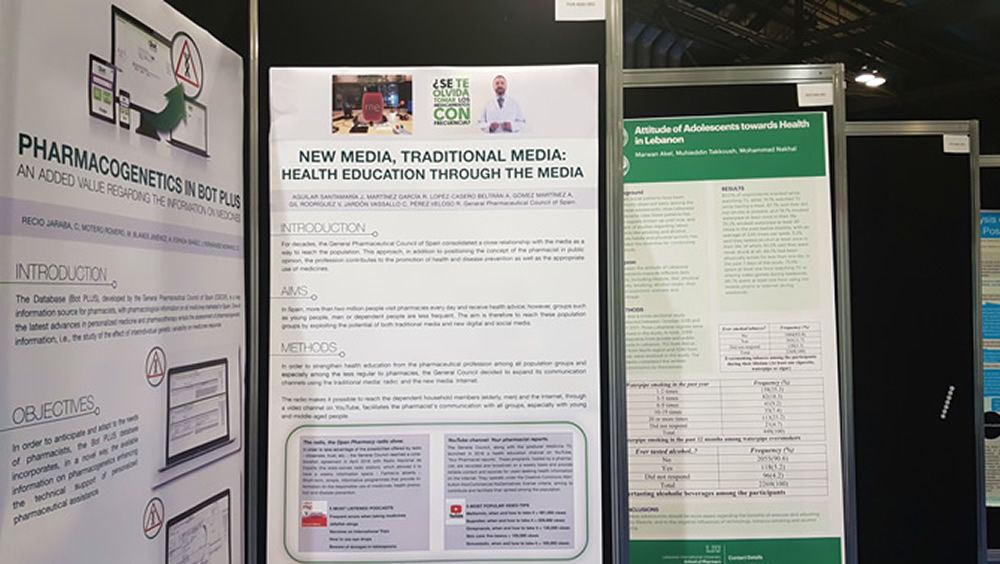 El Consejo General de Colegios Oficiales de Farmacéuticos (Cgcof) ha presentado sus pósteres en el Congreso Mundial de Farmacia que se celebra en Glasgow (Reino Unido)