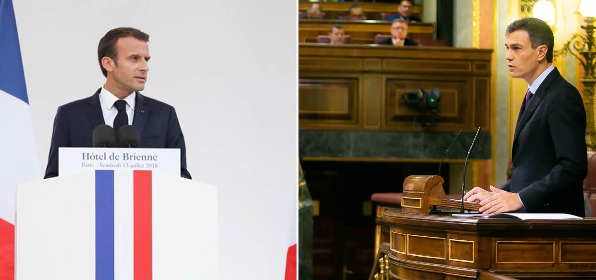 Emmanuel Macron, presidente de Francia, y Pedro Sánchez, presidente del España