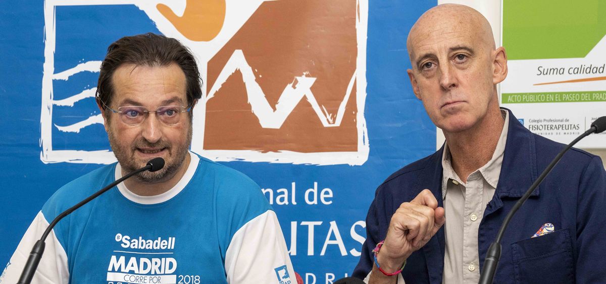 Fernando Prados y José Antonio Martín Urrialde, durante la jornada en la que se ha abordado la importancia del ejercicio físico para reducir los efectos secundarios producidos por el cáncer