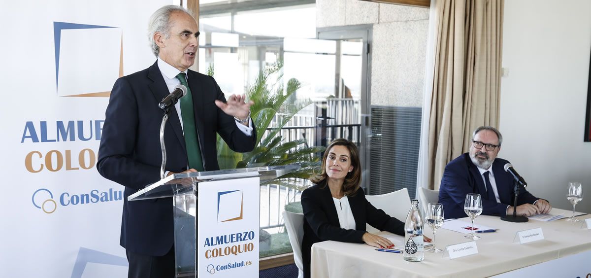 El consejero de Sanidad de la Comunidad de Madrid, Enrique Ruiz Escudero, durante su intervención en el IV Almuerzo Coloquio ConSalud.es | Imagen: Alberto Carrasco