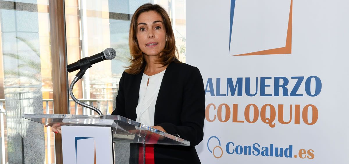 Concha Caudevilla, directora general de Otsuka en España, durante su intervención este jueves en el IV Almuerzo Coloquio ConSalud.es | Imagen: Oscar Frutos