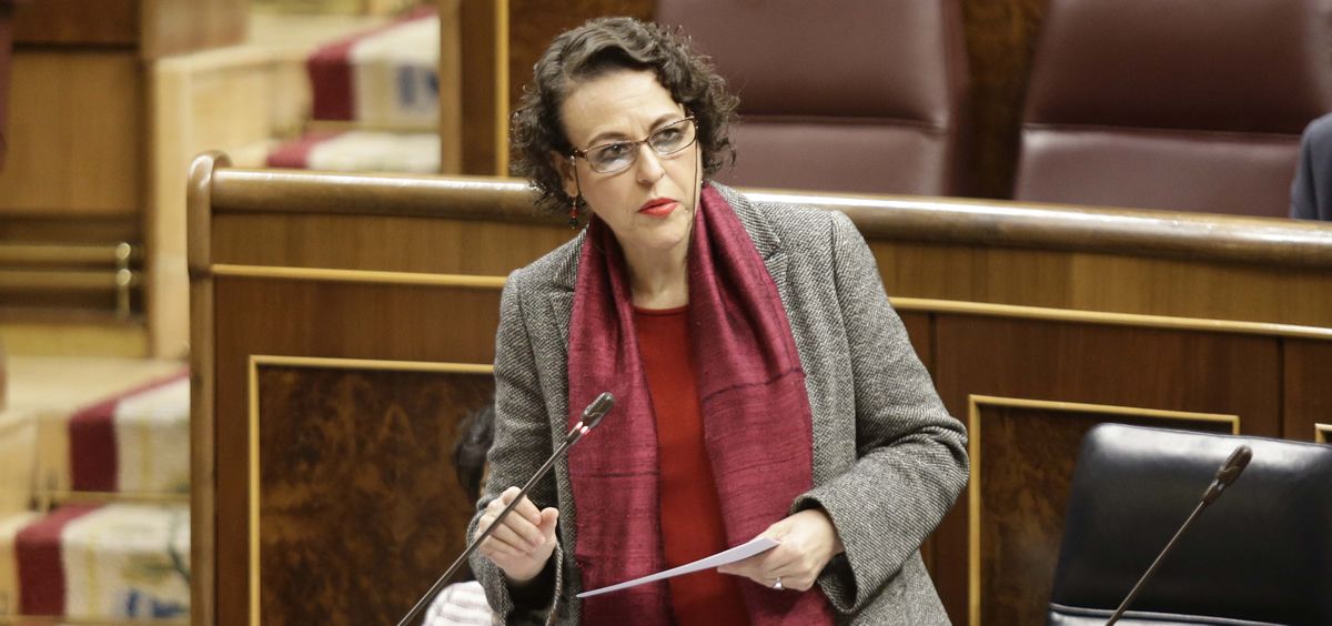 Magdalena Valerio, ministra de Trabajo, Migraciones y Seguridad Social, durante su intervención en el Congreso de los Diputados.
