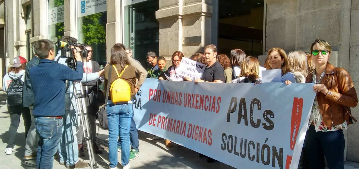 Imagen de la última protesta del personal de los PAC del área sanitaria de Vigo.
