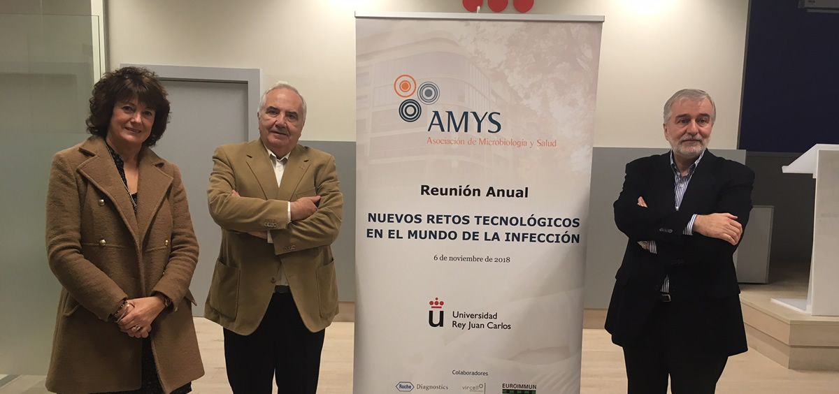 Miren Basaras Ibarzabal, Dr. Ramón Cisterna y Dr. Ángel Gil de Miguel, en al Reunión Anual de AMYS