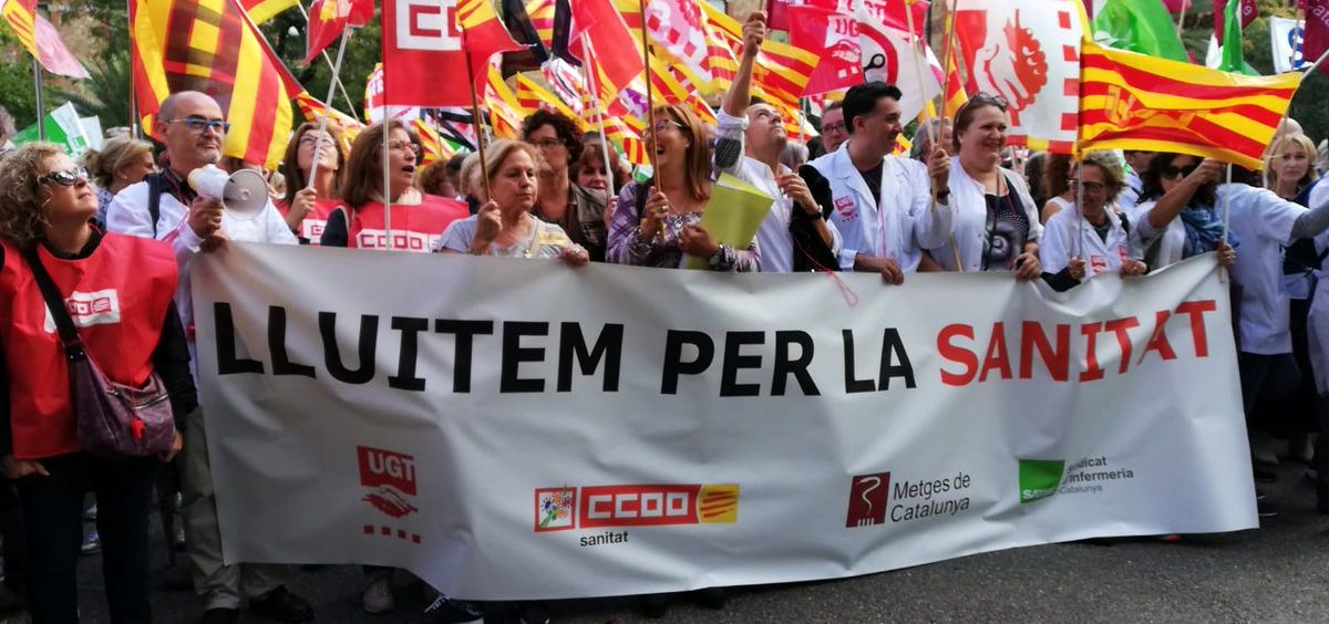 Manifestación organizada hace unos meses por varios sindicatos en Cataluña.
